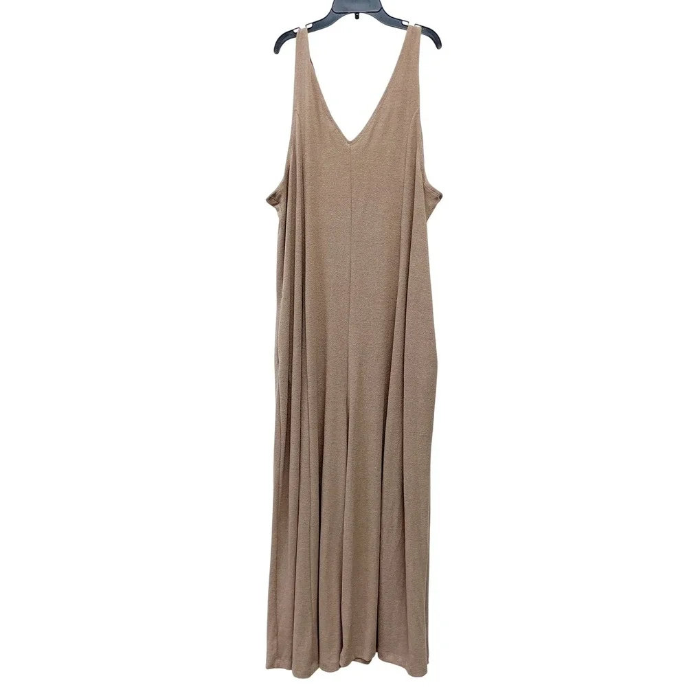 Ava & Viv Women's Brown Sleeveless Knit Wide Leg Jumpsuit Size 3X - Picture 5 of 5